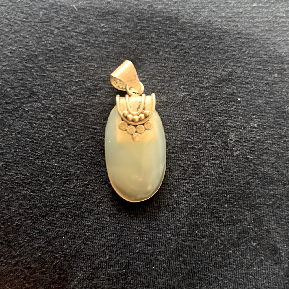 Necklace, Hand crafted silver pendant.white opai NWOT